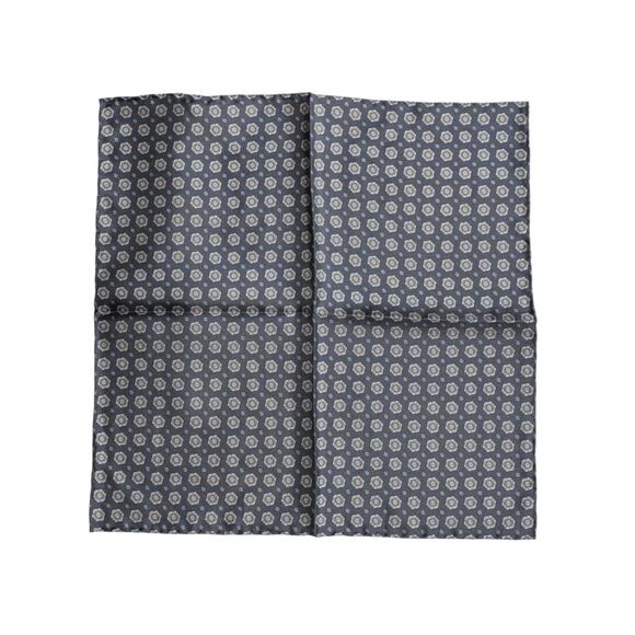 Dolce & Gabbana Blue Patterned Silk Square Handkerchief Men's Scarf